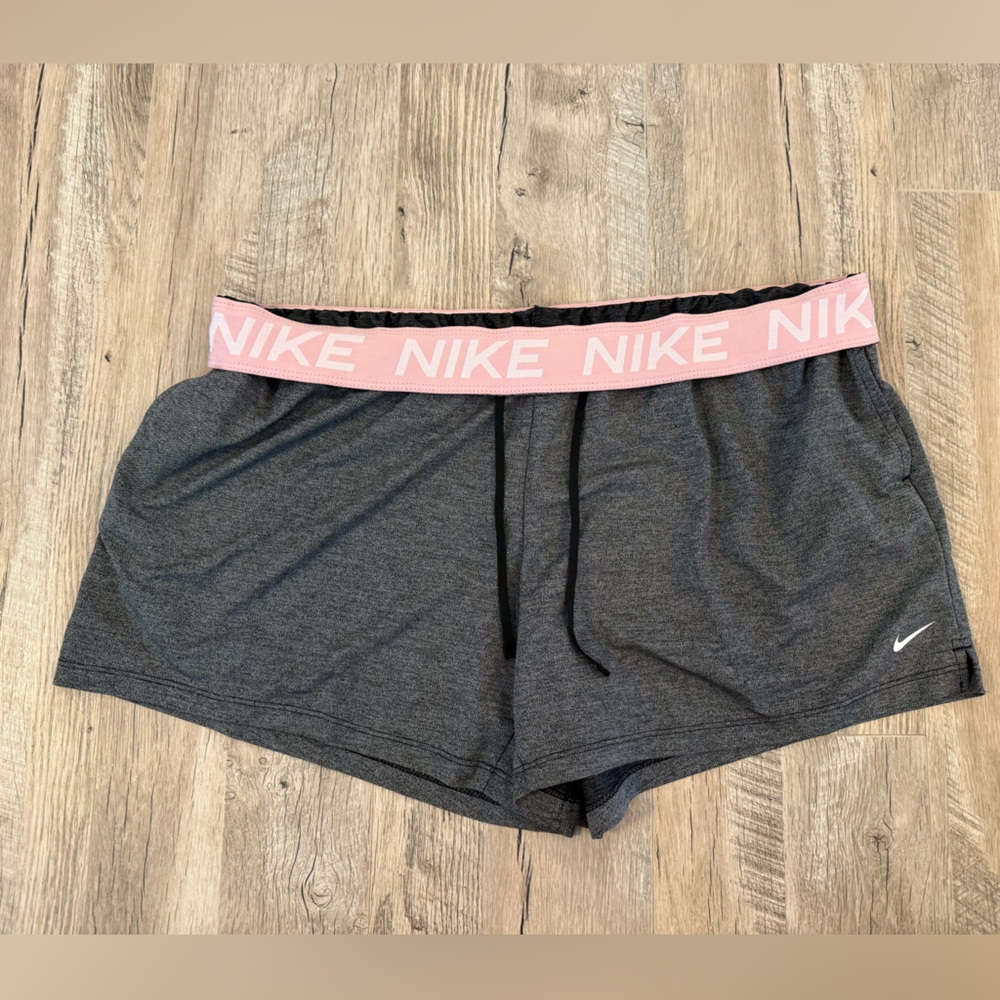 Nike Gray Athletic Shorts with Pink Waistband
